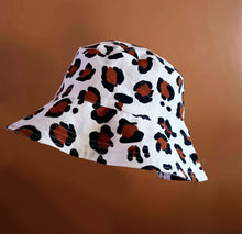Load image into Gallery viewer, Leopard Print Bucket Hat White Canvas
