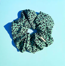 Load image into Gallery viewer, Green Leopard Print XL Scrunchie, Animal Print
