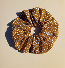 Load image into Gallery viewer, XL Scrunchie Mustard Yellow Spot, Linen Scrunchie Ethically Made in Australia
