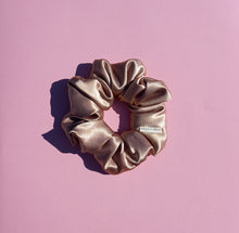 Load image into Gallery viewer, Champagne Large Scrunchie, Honey Nude Brown Satin Scrunchie
